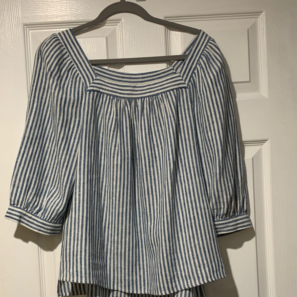 Universal Thread Blue and White Striped Blouse